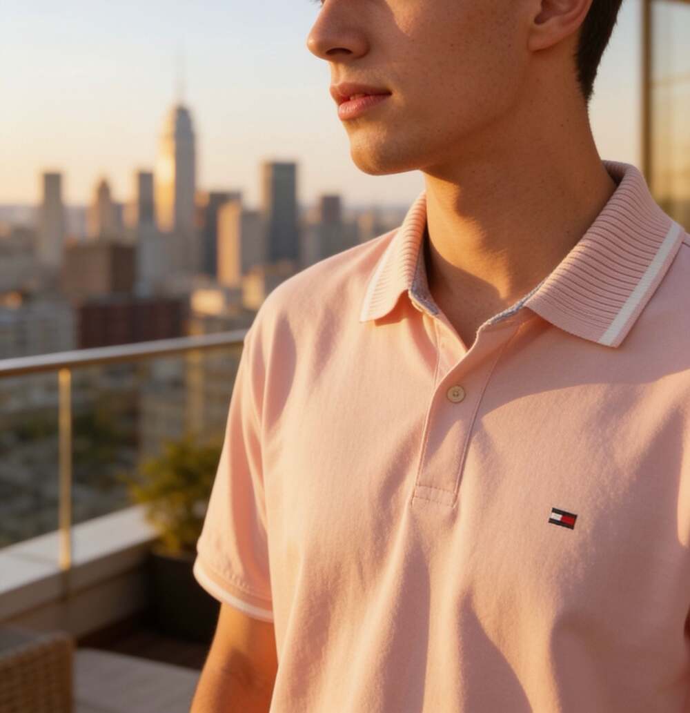 Tommy Hilfiger Men's Pink Tipped Polo Shirt Size XL